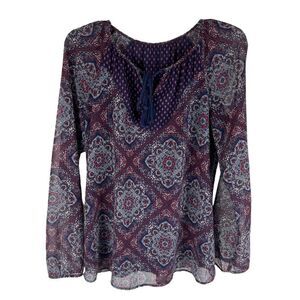 Ricki's Peasant Blouse Blue Boho Lined Women's Medium